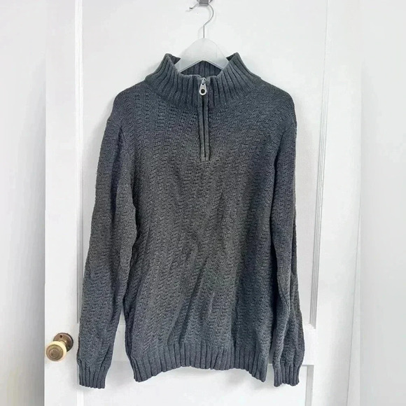 Max Moretti Quarter Zip Cable Knit Grey Sweater - Picture 1 of 3